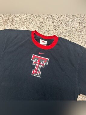 Vintage 90s Nike Texas Tech Red Raiders Shirt Sz Large Collegiate Ringer